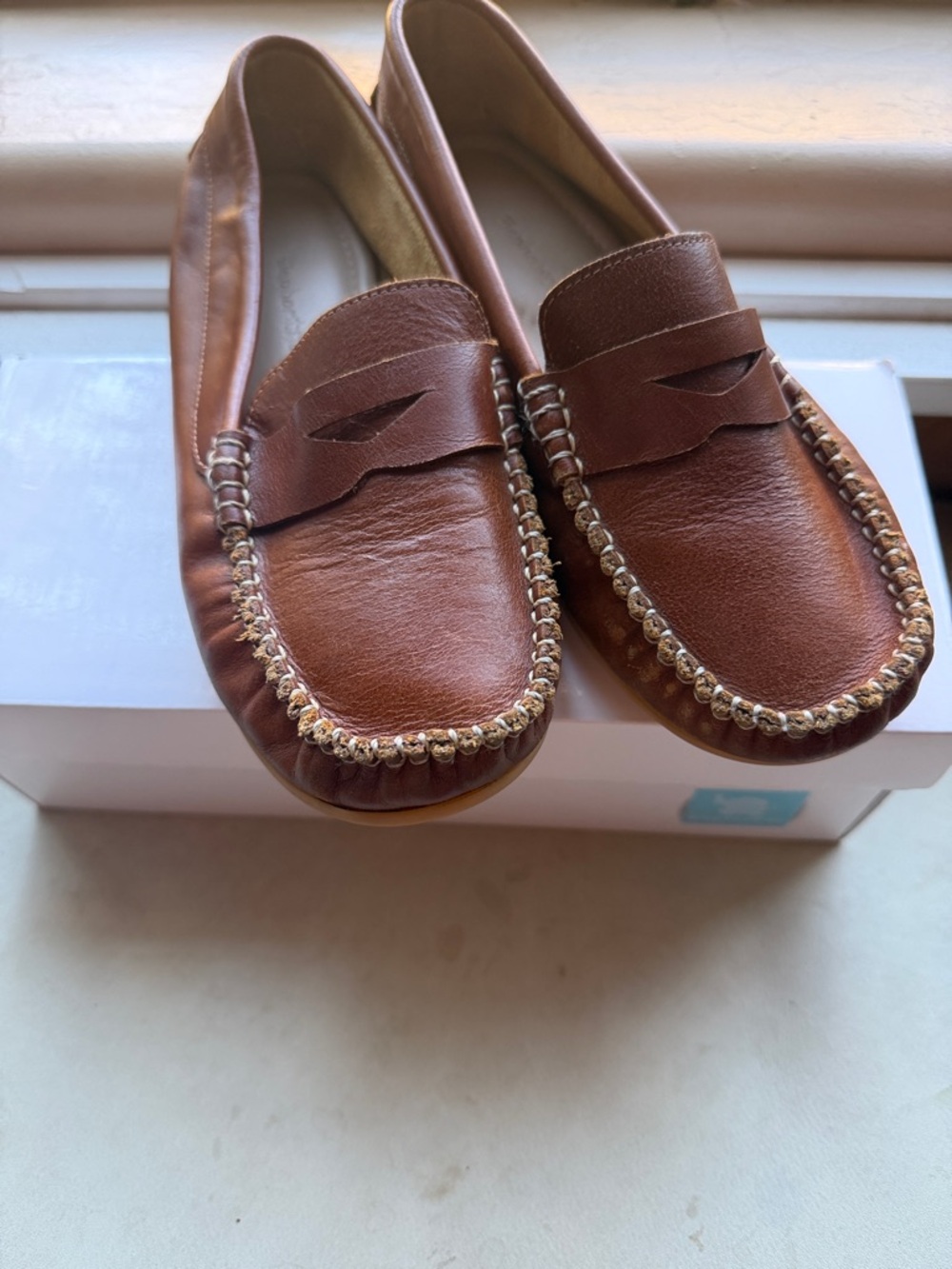 Elephantito Brown Leather Moccasin Loafers for Kids